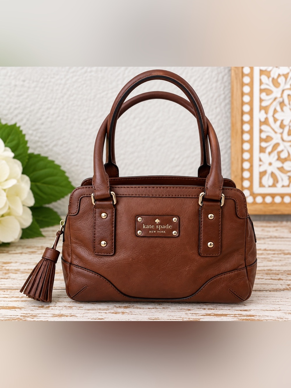 Vintage Kate Spade All Leather Brown Handbag.
